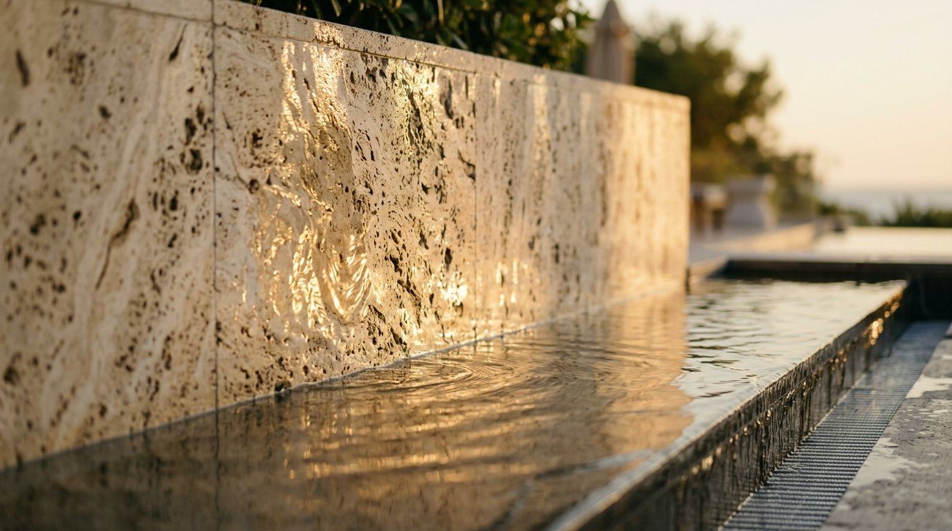 Textura de piedra travertino con reflejos